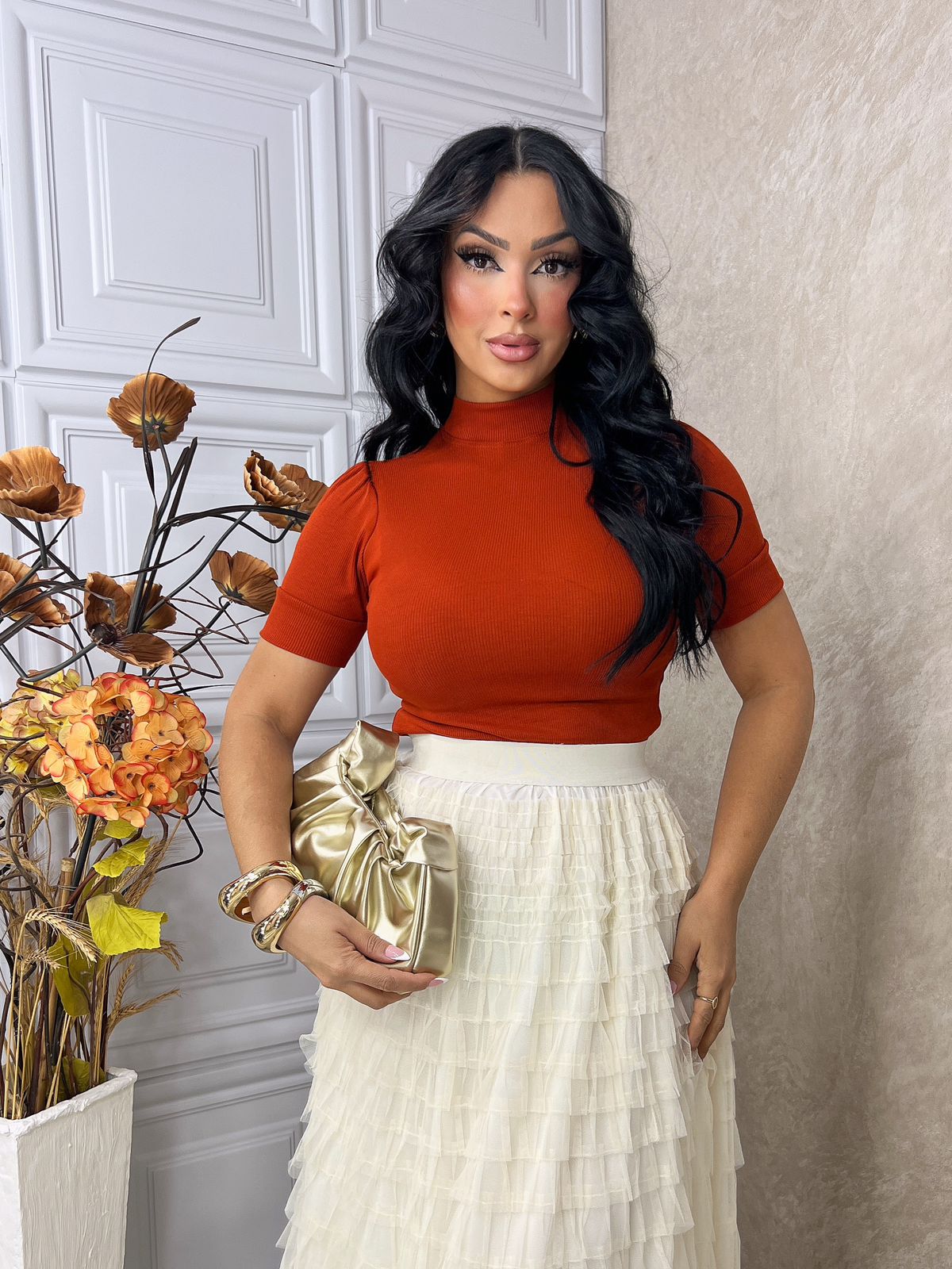 Blusa de Manga Princesa Curta C/ Punho